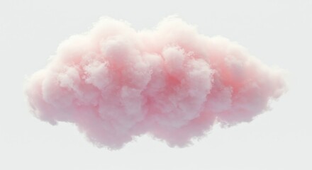 Fototapeta premium Single Pink Cloud Floating on White Background for Dreamy Concept