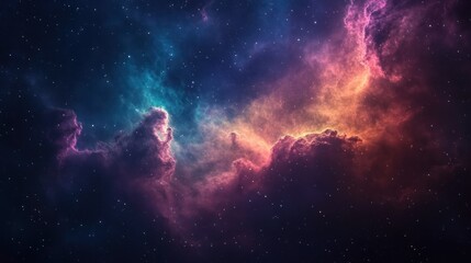 Fototapeta premium A vibrant cosmic scene showcasing colorful nebulae and stars in deep space.