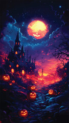 Fototapeta premium Halloween Spooky Castle Artwork