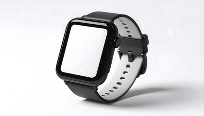 Fototapeta premium High-resolution studio photo of a modern smartwatch with a blank screen, isolated on a white background.
