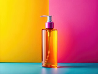 Naklejka premium Eco-Friendly Cleansing Oil Bottle, Sustainable Beauty Product, Flat Lay Photography, Minimalist Design, Product Photography