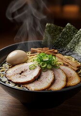 Steaming Bowl of Delicious Ramen Noodles with Chashu Pork