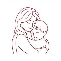 Obraz premium mother hugs her baby style vector design illustrations
