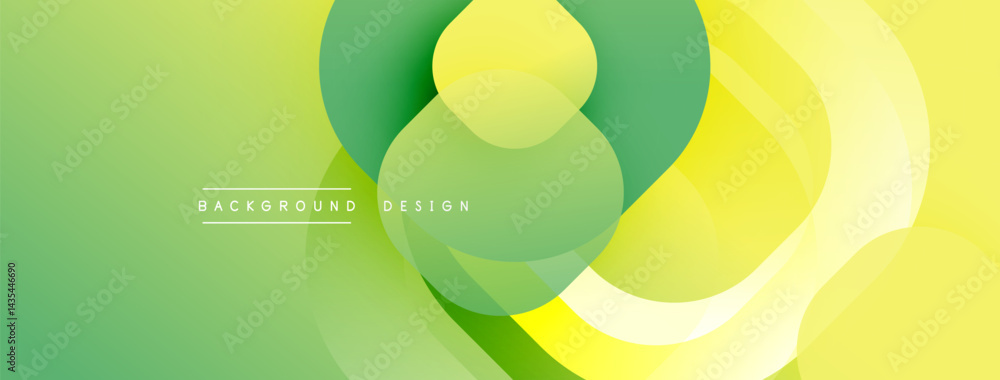 Aufkleber Abstract background features overlapping circles, gradients. Yellow, green hues create modern visual effect. Simple design.