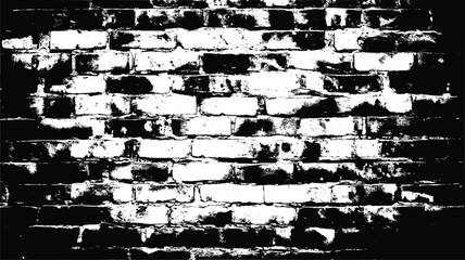 Close-up view of a weathered brick wall in grayscale.