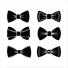 Bow tie vector set illustration formal wear accessory fashion design graphic element clip art silhouette 100
