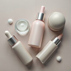 Skincare Essentials Flat Lay of Beauty Products & Toners