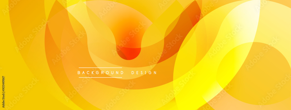 Leinwandbilder Abstract yellow design. Overlapping shapes create dynamic, warm visual effect. Gradient hues suggest light, movement.