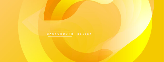 Abstract yellow design. Overlapping shapes create dynamic, modern visual effect. Soft gradients provide depth, warmth.