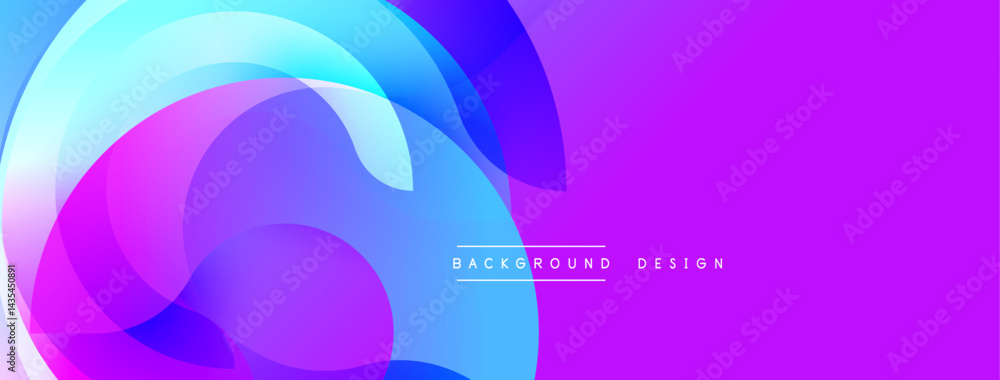 Aufkleber Abstract fluid shapes blend vibrant blues, pinks, purples. Gradient background creates dynamic visual effect. Modern design element.