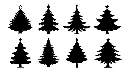 Fototapeta premium set of xmas tree silhouette vector on tranparent background