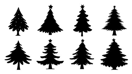 Obraz premium set of xmas tree silhouette vector on tranparent background
