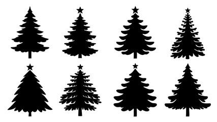 Fototapeta premium set of xmas tree silhouette vector on tranparent background