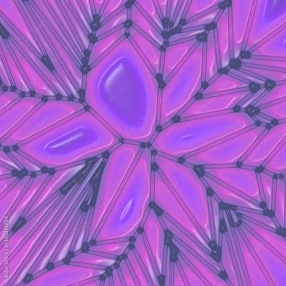 Poster Stylized digital representation of a pattern of a complex network of interconnected neurons. 3d rendering illustration