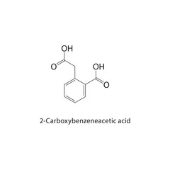 2-Carboxybenzeneacetic acid skeletal structure. Dicarboxylic acid compound schematic illustration. Simple diagram, chemical formula.