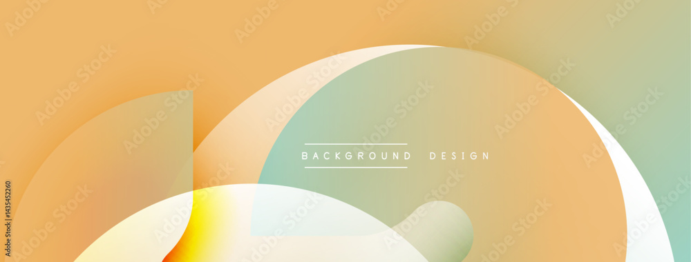 Fototapete Abstract shapes overlap, creating soft gradients. Warm peach tones blend with cool teal hues. Minimalist design evokes calm atmosphere.