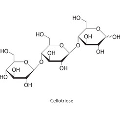 Cellotriose skeletal structure. Trisaccharide compound schematic illustration. Simple diagram, chemical formula.