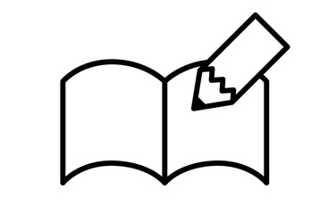 ノートと鉛筆のシンプルアイコンベクターイラスト