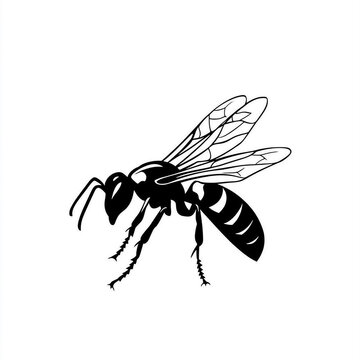 black and white wasp flying clip art preview