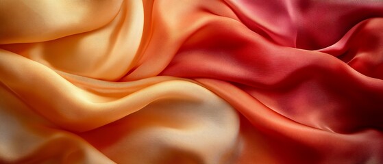 Obraz premium Flowing silk fabric in sunset colors