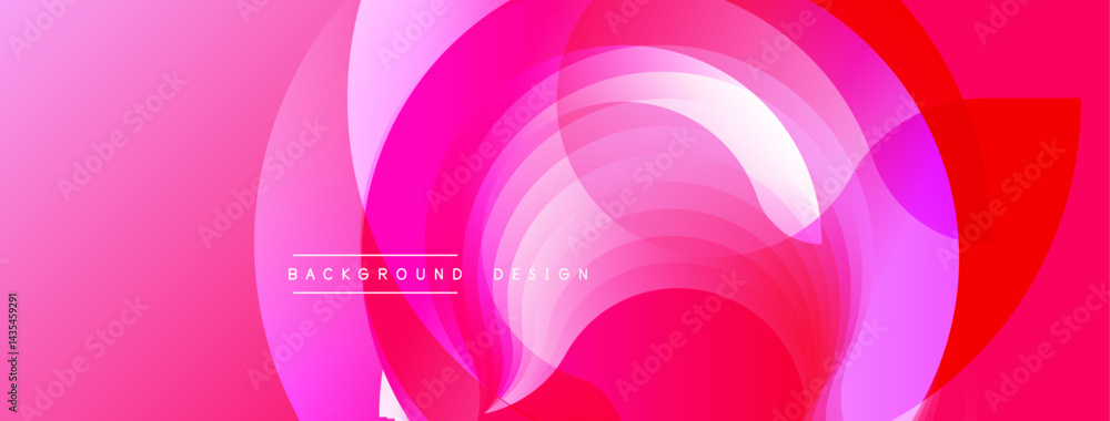Fototapete Abstract pink design. Overlapping circles create dynamic visual flow. Modern gradient background for digital projects.