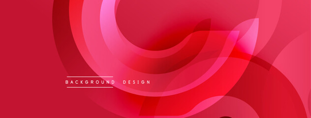 Abstract red background. Overlapping curved shapes create dynamic visual effect. Modern design suitable for banners, presentations.
