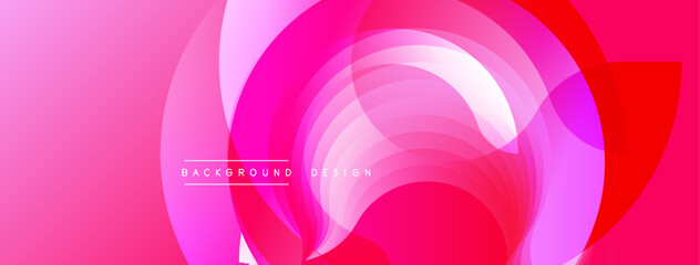 Abstract pink design. Overlapping circles create dynamic visual flow. Modern gradient background for digital projects.