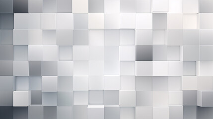 Gray and white square gradient mosaic background with cubic box shapes and futuristic geometric visual style.

