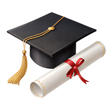 Graduation Cap and Diploma Isolated on Transparent Background | Graduation PNG Clipart