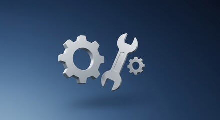 Gear and Wrench Illustration on Gradient Background