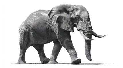 Fototapeta premium Majestic African elephant in monochrome.