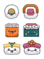 Set Cute sushi Icons
