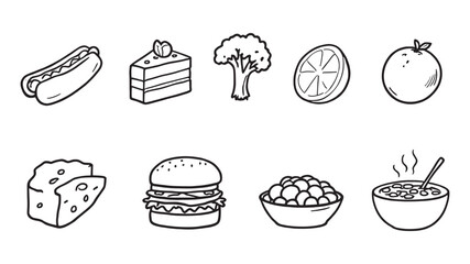 Food Icons line art stylish and sleek kitchen utensil designs