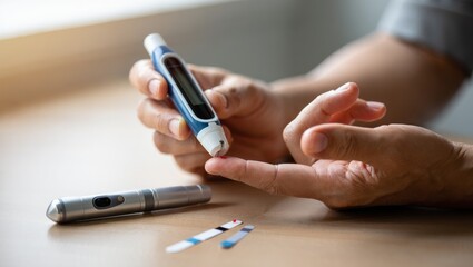 Close-Up of Diabetes Self-Monitoring and Insulin Injection &ndash; AI Generated Medical