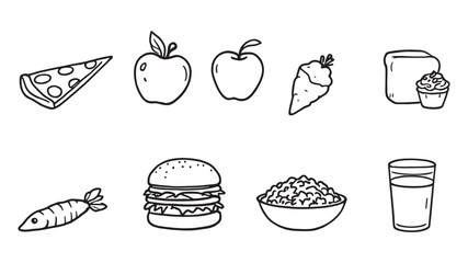 Food Icons line art unique food illustrations for trendy spaces