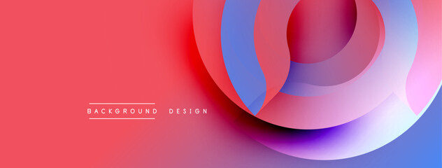 Abstract colorful layers create dynamic visual effect. Gradient shades blend, forming modern design element.