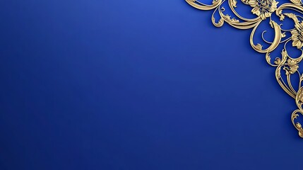 Fototapeta premium Gold ornate corner on blue.