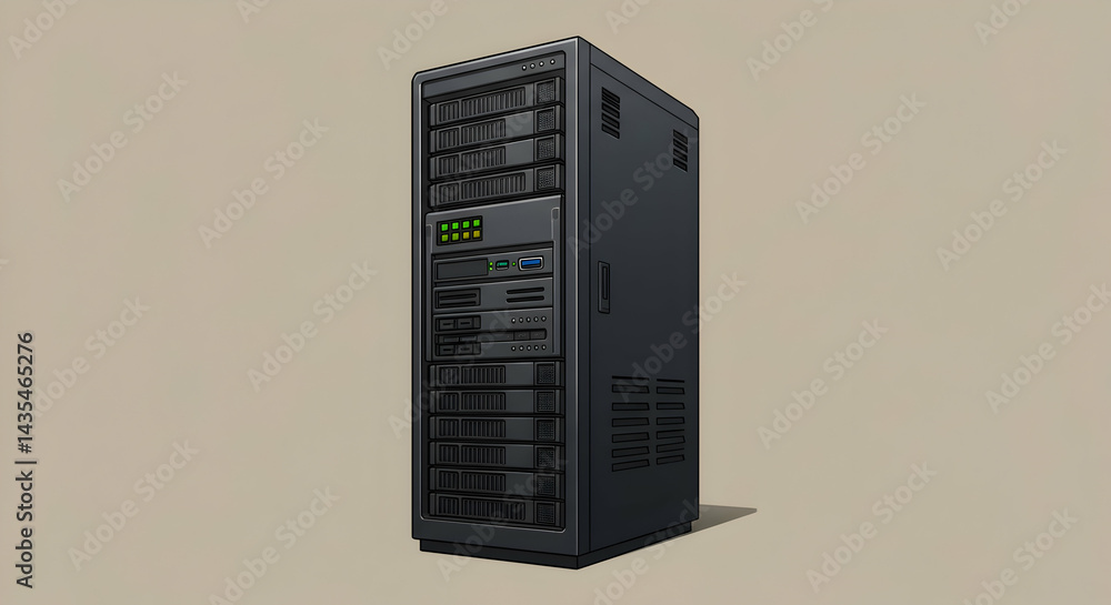 Poster computer server system isolated on plain background
