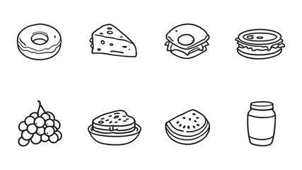 Food Icons line art simple minimalist design for modern kitchens