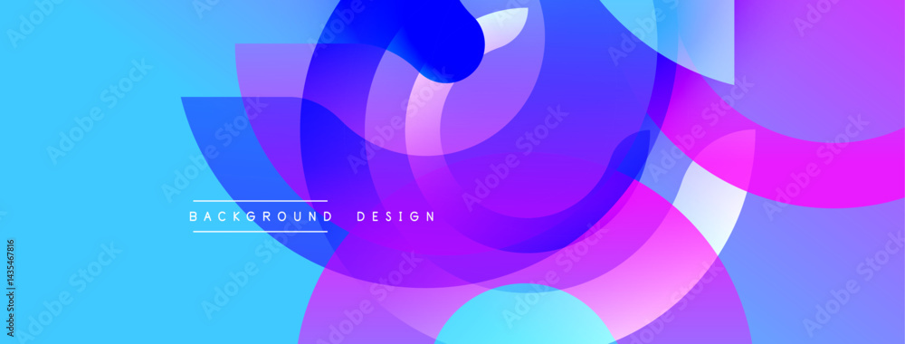 Poster abstract vibrant shapes overlap. blue, purple, pink hues create modern design. smooth gradients offe