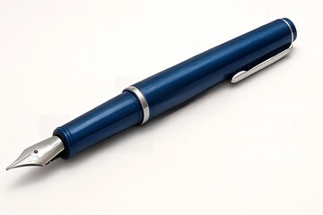 Elegant Blue Fountain Pen with Silver Trim for Writing and Calligraphy