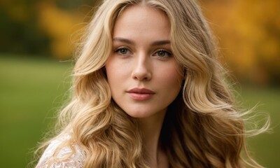 A woman with long blonde hair posing for a photo shoot