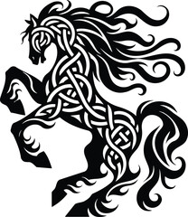 Dynamic Dullahan silhouette vector with intricate Celtic knots
