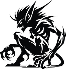 Isolated tribal style goblin silhouette vector graphic