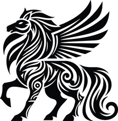 Mythological Hippogriff Vector Symbol in Bold Tribal Art