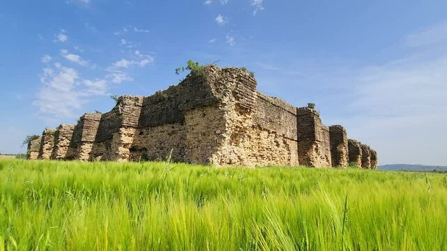 Northeastern view of the Bayrampaşa Caravanserai, or Kesiri Han, built near the Cakit River in Altinova, Karaisali, Adana (1637-1638) during Sultan Murad IV&rsquo;s reign, served Ottoman military purposes
