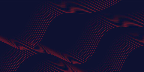 Dark blue abstract background with glowing red wave lines. futuristic background Modern concept technology. vector eps10