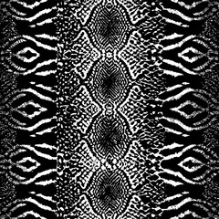 Abstract Snake Skin Inspired Vector Pattern in Black and White