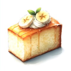 바나나 조각 케이크, 수채화, jpeg (a piece of banana cake, water colour, jpeg)