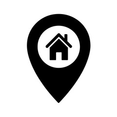 Silhouette of map pin with home icon on white background, World Refugee Day